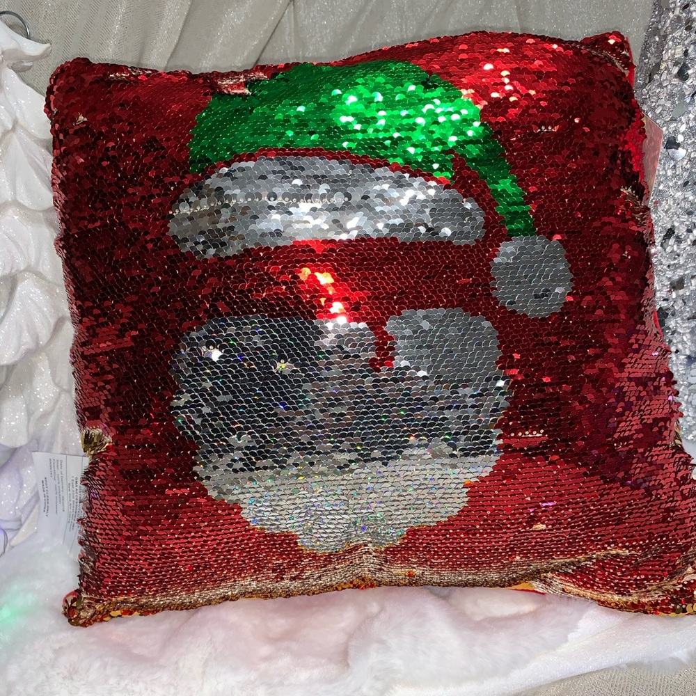 Capelli Santa Decorative Sequin Christmas Pillow
